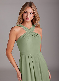 Azazie Dixie Bridesmaid Dresses Pistachio A-Line Halter Pleated Chiffon Dress image5