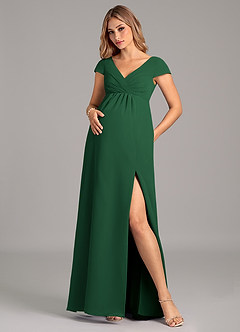 Azazie Allessia Maternity Bridesmaid Dresses A-Line Pleated Chiffon Floor-Length Dress image1