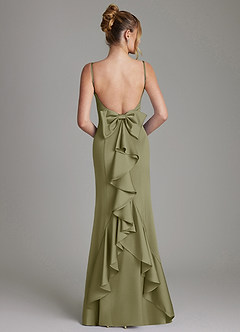 Azazie Zherra Robes de demoiselle d'honneur Robe Sirène en Satin extensible Nœud Pistache image5