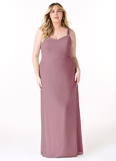 Azazie Denice Bridesmaid Dresses Vintage Mauve Sheath Pleated Chiffon Dress image9