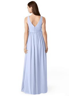 Azazie Yetta Maternity Bridesmaid Dresses A-Line V-Neck Gathered Chiffon Floor-Length Dress image2