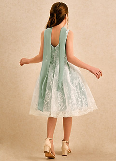 Azazie Cubbie Junior Formal vestidos de niña de las flores Vestido de Salvia Polvorienta de Encaje de Corte en A image2