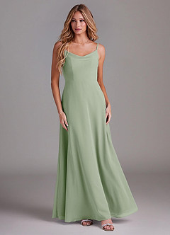 Azazie Daenerys Bridesmaid Dresses Dusty Sage A-Line Cowl Chiffon Dress image3