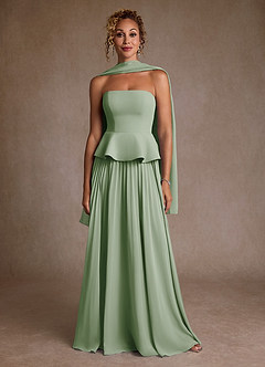 Azazie Josabeth Mère de la mariée Robes Robe Trapèze en Mousseline de soie Plissée Vert Sauge image5