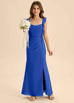 Azazie Jessamine Junior Royal Blue Mermaid Sweetheart Neckline Chiffon Dress image1