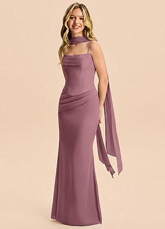 Azazie Sorrel Junior Meerjungfrau-Linie Plissee Chiffon Kleid Amethyst image3