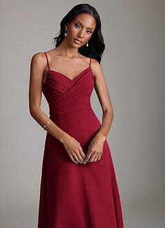 Azazie Kali Bridesmaid Dresses Burgundy A-Line Pleated Chiffon Dress image5