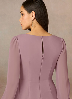 Azazie Karen Mother of the Bride Dresses Dusty Rose Sheath Pleated Stretch Crepe Dress image5