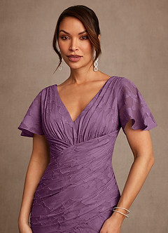 Azazie Jolene vestidos de madre de la novia Vestido de Glicinia de Devorado Floral de Corte Sirena con Plisado image5