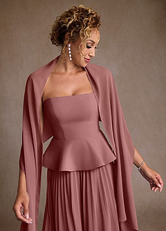 Azazie Josabeth Klänningar till brudens mor Klänning A-Line i Chiffong Plisserad Desert Rose image7