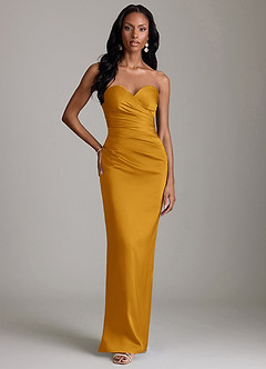 Azazie Sonora Suknie dla druhen Osłona Bez ramiączek Satyna elastyczna Do ziemi Sukienka image6