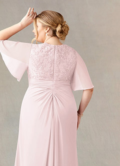 Azazie Carson vestidos de madre de la novia Vestido de Rosa Rubor de Gasa de Corte En A con Encaje de cuello en V image11