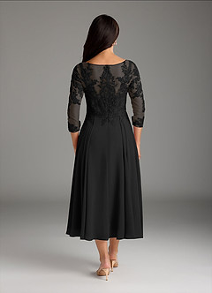 Azazie Marge Abiti per la Madre della Sposa Abito A-Line in Chiffon in Pizzo con Scollo a U Nero image3