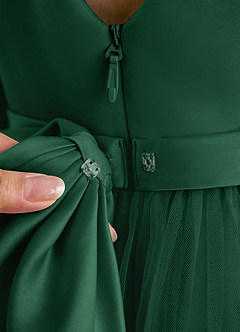 Azazie Suzy Blumenmädchenkleider A-Linie mit ärmel Tüll Kleid Dunkelgrün image6