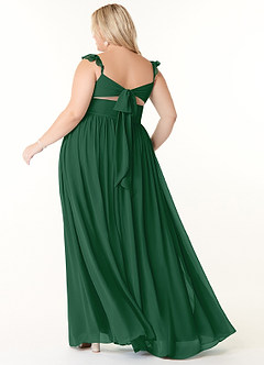 Azazie Metz Final Sale Dark Green A-Line Sweetheart Ruched Chiffon Dress image8