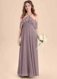 Azazie Tessabelle Junior Jurk van Chiffon met A-Lijn Off the Shoulder Schemering image4