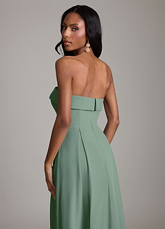 Azazie Lucienne Bridesmaid Dresses Eucalyptus A-Line Strapless Chiffon Convertible Dress image7