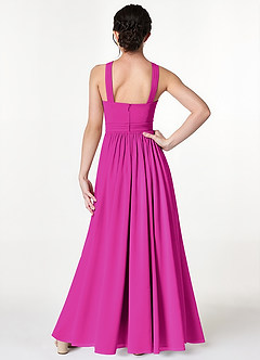 Azazie Jiya Junior Fuchsia A-Line Pleated Mesh Dress image2