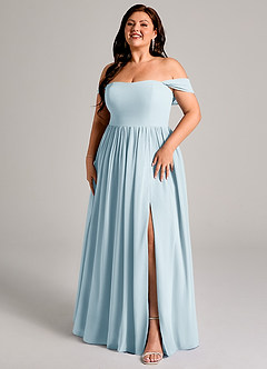 Azazie Calianna Bridesmaid Dresses Sky Blue A-Line Off the Shoulder Chiffon Convertible Dress image12
