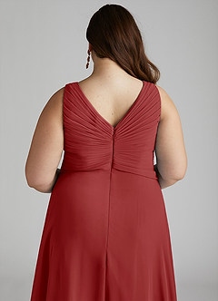 Azazie Flora Bridesmaid Dresses Rust A-Line Pleated Chiffon Dress image14