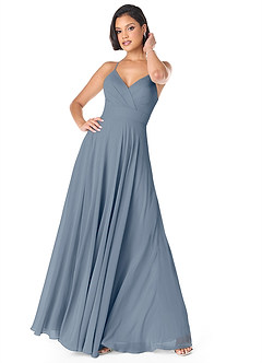 Azazie Avelina Bridesmaid Dresses Twilight A-Line V-Neck Pleated Chiffon Dress image1