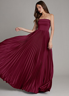 Azazie Mariana Bridesmaid Dresses Mulberry A-Line Pleated Stretch Satin Dress image5