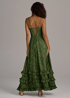 Azazie Lettie Bridesmaid Dresses Olive A-Line Corset Floral Burnout Dress image6