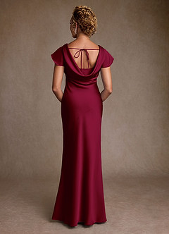 Azazie Shelby Final Sale Burgundy Mermaid Pleated Stretch Satin Dress image2