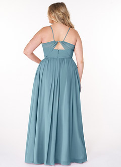 Azazie Cora Bridesmaid Dresses Moody Blue A-Line Pleated Chiffon Dress image7