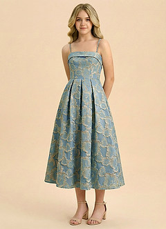 Azazie Florentine Junior Formal Klä av A-Line i Jacquard Taft Plisserad image5