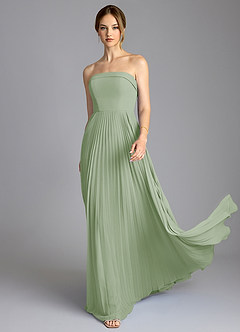 Azazie Mariana Jurken voor bruidsmeisjes Jurk van Chiffon met A-Lijn Strapless Stoffige Salie image3