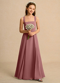 Azazie Tater Junior Formal Flower Girl Dresses Desert Rose A-Line Pleated Chiffon Dress image4