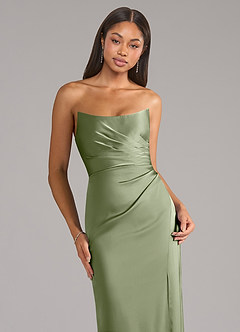 Azazie Marla Bridesmaid Dresses Pistachio Sheath Strapless Stretch Satin Convertible Dress image2