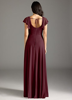 Azazie Bondi Bridesmaid Dresses Cabernet A-Line Ruched Mesh Dress image8