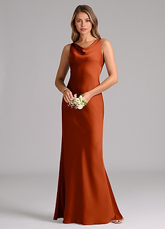 Azazie Allettie Bridesmaid Dresses Paprika Mermaid Stretch Satin Dress image3