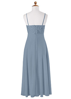 Azazie Sonya Junior Dusty Blue A-Line Lace Chiffon Dress image6