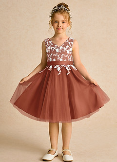 Azazie Butterfly Flower Girl Dresses Auburn A-Line Lace Dress image2
