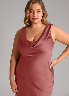 Azazie Rylina Robes de demoiselle d'honneur Robe Sirène en Satin extensible Antique Rose image11