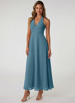 Azazie Tessie Suknie dla druhen Linia A Pofałdowany Szyfon Długość kostki Sukienka image1