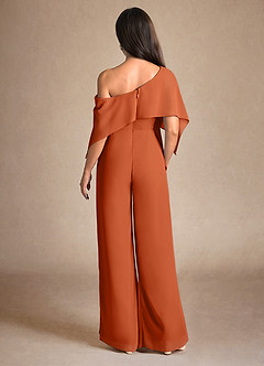 Azazie Halima Mother of the Bride Dresses Burnt Orange Jumpsuit/Pantsuit Side Slit Chiffon Dress image3