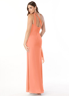 Azazie Maive Bridesmaid Dresses Sunset Sheath Pleated Ruffle Chiffon Dress image4