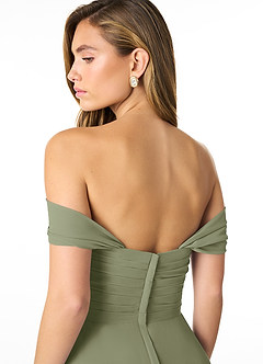 Azazie Kaitlynn Bridesmaid Dresses Pistachio Empire Ruched Chiffon Convertible Dress image6