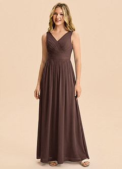 Azazie Kora Junior Ganache A-Line Pleated Chiffon Dress image5
