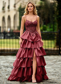 Jasmunya Borgogna Abito da ballo in organza image2