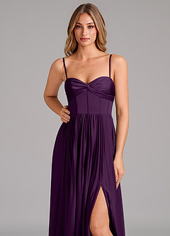 Azazie Akiko Bridesmaid Dresses Grape A-Line Sweetheart Neckline Stretch Satin Dress image8