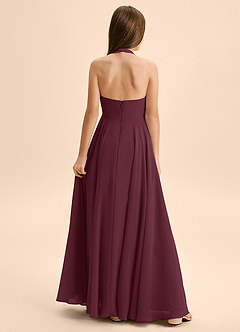 Azazie Kady Junior Vestido Cabernet de Chiffon de Linha A com Decote em coração image2