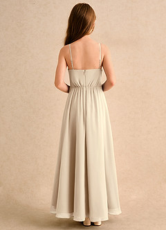 Azazie Twilight Dance Girls Formal Abiti da Ragazza di Fiori Abito A-Line in Chiffon Plissettato Champagne image2