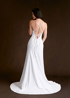 Azazie Mia Abiti da Sposa Abito Sirena in Crepe Elasticizzato Bianco Diamante image2