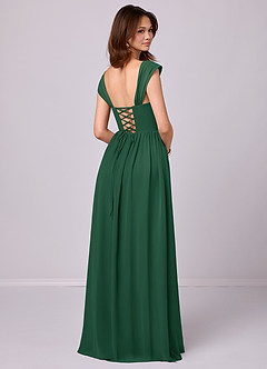 Barbie ♥ Azazie Bridesmaid Dresses Dark Green A-Line Corset Chiffon Dress image5