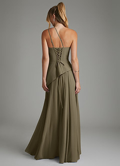 Azazie Holly Bridesmaid Dresses Willow Green A-Line Corset Chiffon Dress image2